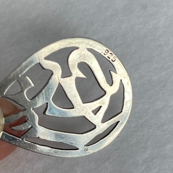 Sterling Silver 925 Teardrop Abstract Cutout Pendant Necklace 18" Box Chain - Picture 4 of 13